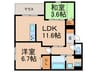 ヴェルデ天城 2LDKの間取り