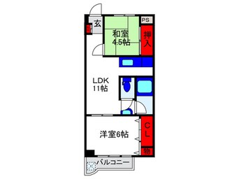 間取図 矢部ビル岡町コ－ポ