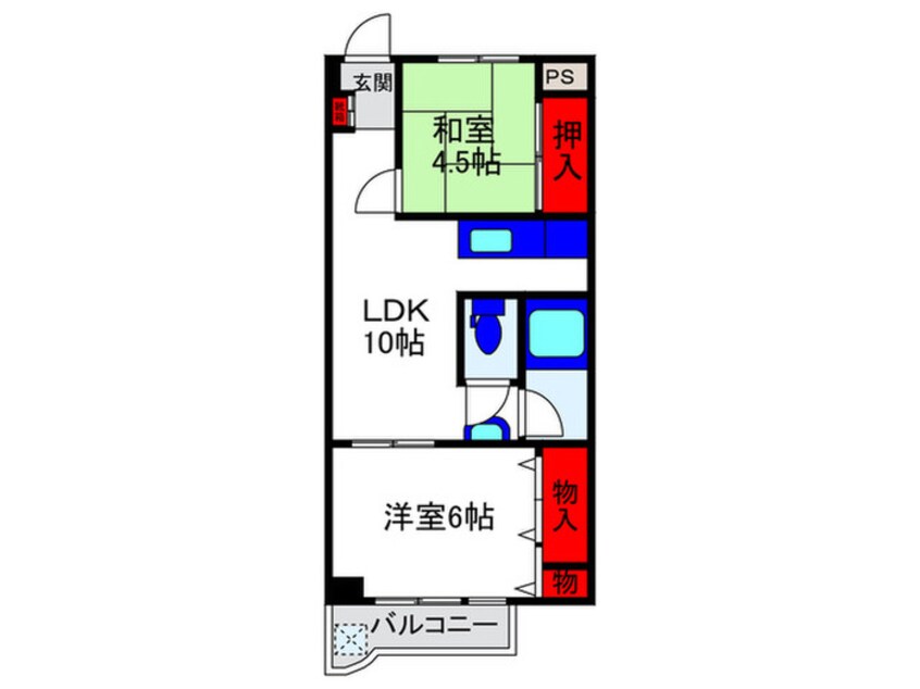 間取図 矢部ビル岡町コ－ポ