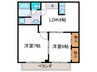 グランドハイツドリ－ム 2LDKの間取り