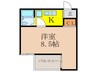 クル－ム新大阪２番館 1Kの間取り
