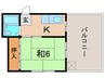 伊丹 KRマンション 1Kの間取り