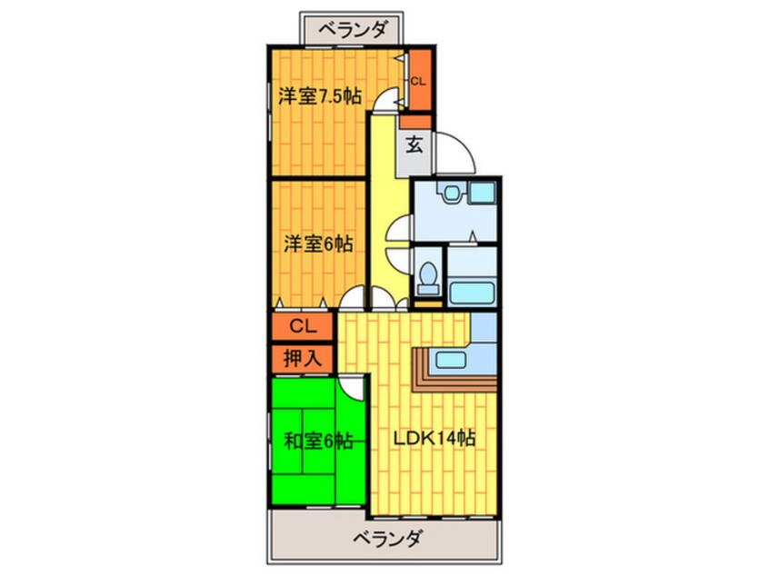 間取図 ラフォ－レ大蓮