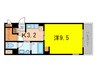 ドルチェ東甲子園 1Kの間取り