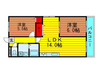 間取図 ﾚｵﾊｲﾑ津田Ⅱ
