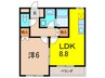 ソレイユ段上 1LDKの間取り