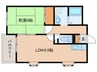 大中マンション 1LDKの間取り