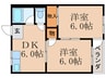 サンライズハイツ 2DKの間取り