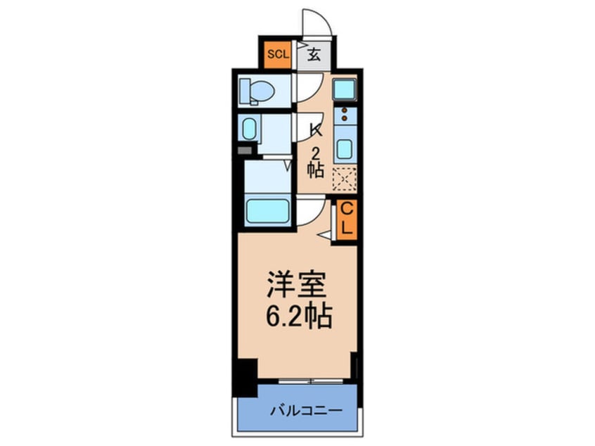 間取図 ﾌﾟﾚｻﾝｽ堺筋本町ﾃﾞｨｽﾃｨﾆｰ(412)