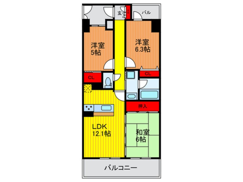 間取図 エスリ－ド門真元町（１１０７）