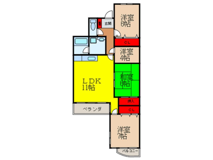 間取図 シュロス五月山Ⅲ