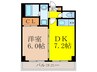 第６浦濱ヴィレッジ 1DKの間取り