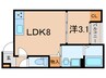 アルクグレイス 1LDKの間取り