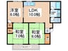 シャルム井原里Ａ 3LDKの間取り
