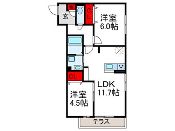 間取図 Ｆｌａｔ　Ｃｏｍｆｙ　豊中
