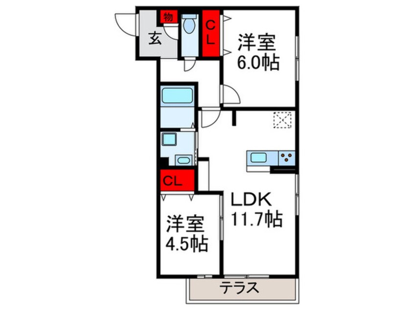 間取図 Ｆｌａｔ　Ｃｏｍｆｙ　豊中