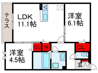 間取図 Ｆｌａｔ　Ｃｏｍｆｙ　豊中