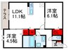 Ｆｌａｔ　Ｃｏｍｆｙ　豊中 2LDKの間取り
