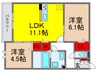 Ｆｌａｔ　Ｃｏｍｆｙ　豊中 2LDKの間取り