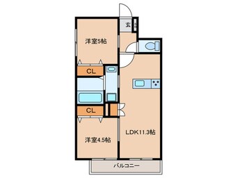 間取図 仮)西宮市甲子園四番町ﾍｰﾍﾞﾙﾒｿﾞﾝ