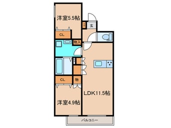 間取図 仮)西宮市甲子園四番町ﾍｰﾍﾞﾙﾒｿﾞﾝ