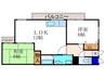 マンションパレス金ヶ原 2LDKの間取り