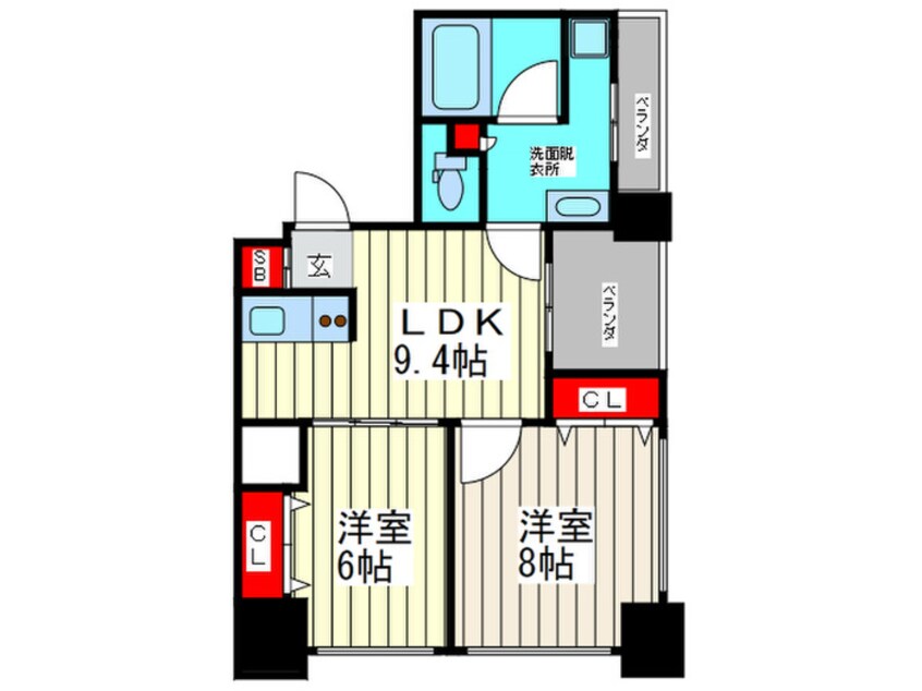 間取図 アルグラッド・ザ・タワ－心斎橋