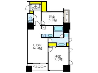 間取図 アルグラッド・ザ・タワ－心斎橋