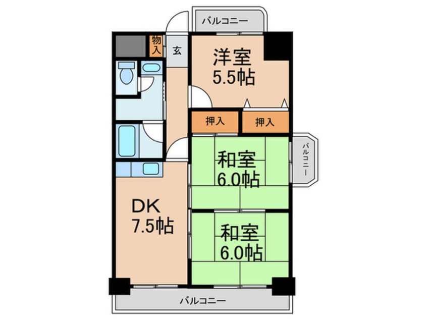 間取図 イトーピア灘KITANO(407)
