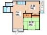 サニーハイツ住吉 2DKの間取り