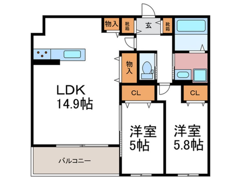 間取図 仮）Claris西院A棟