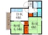 プレジ－ル辻 2DKの間取り