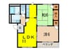 グロ－リ－ハイツ 2LDKの間取り