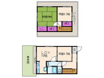 間取図 旭丘2丁目貸家