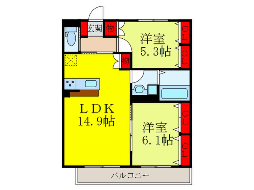 間取図 フェリスコート若江北町Ⅰ