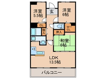 間取図 桜宮ﾘﾊﾞｰｼﾃｨｳｴｽﾄ13-2号棟(502)