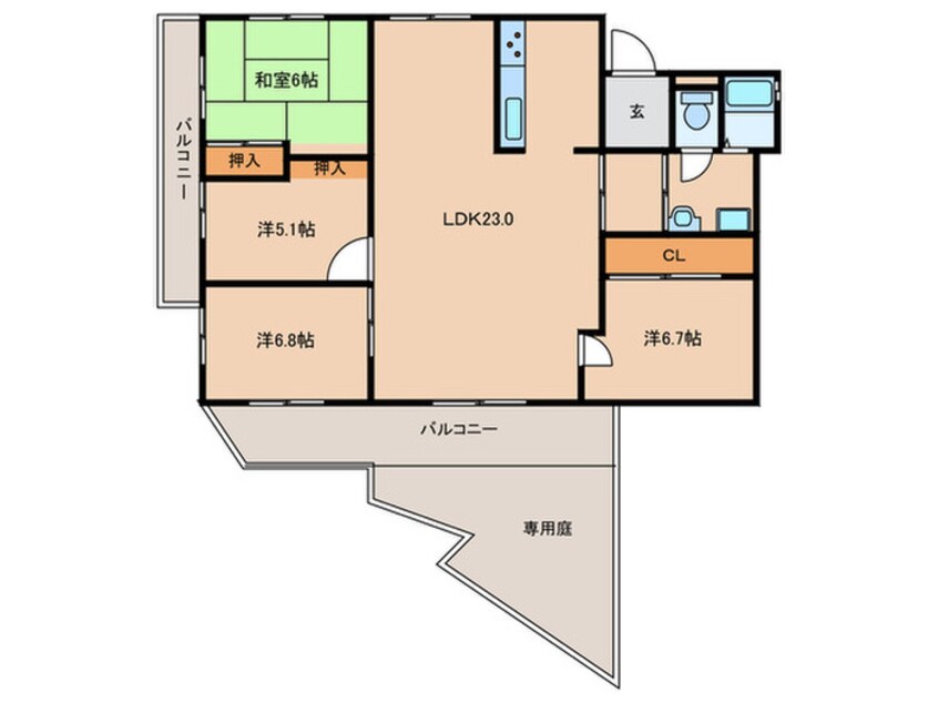 間取図 エスポワール瀬川（１０１）