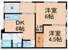 ヴィラ東中浜 2DKの間取り