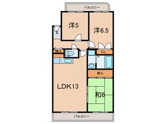 間取図 ﾊﾟﾗﾂｨｰﾅｾｼﾘｱ芦屋（204）