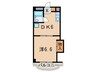 ビューライフ芦屋 1DKの間取り
