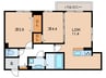 高倉山フラッツ 2LDKの間取り