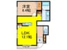 アッシュ川面 1LDKの間取り