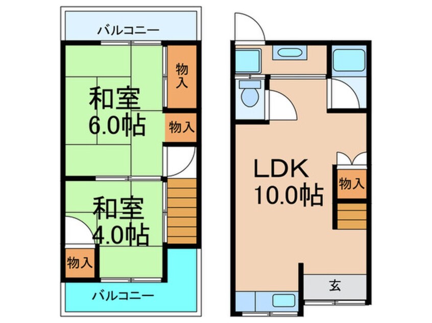 間取図 北中振１丁目連棟貸家