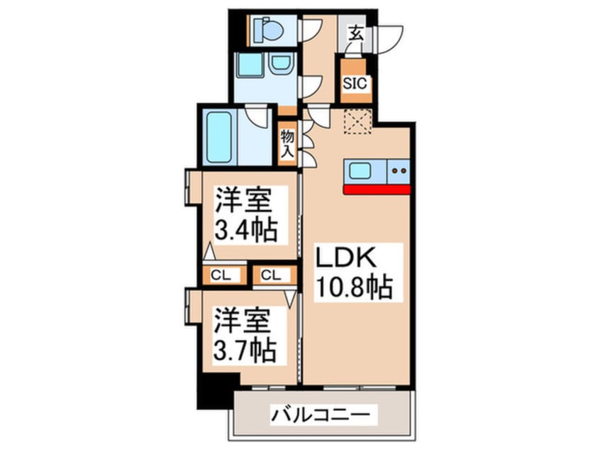 間取図 スプランディッド弁天町DUE