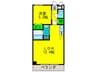アンプル－ルフェ－ル長原 1LDKの間取り