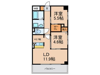 間取図 グランルージュ谷町六丁目