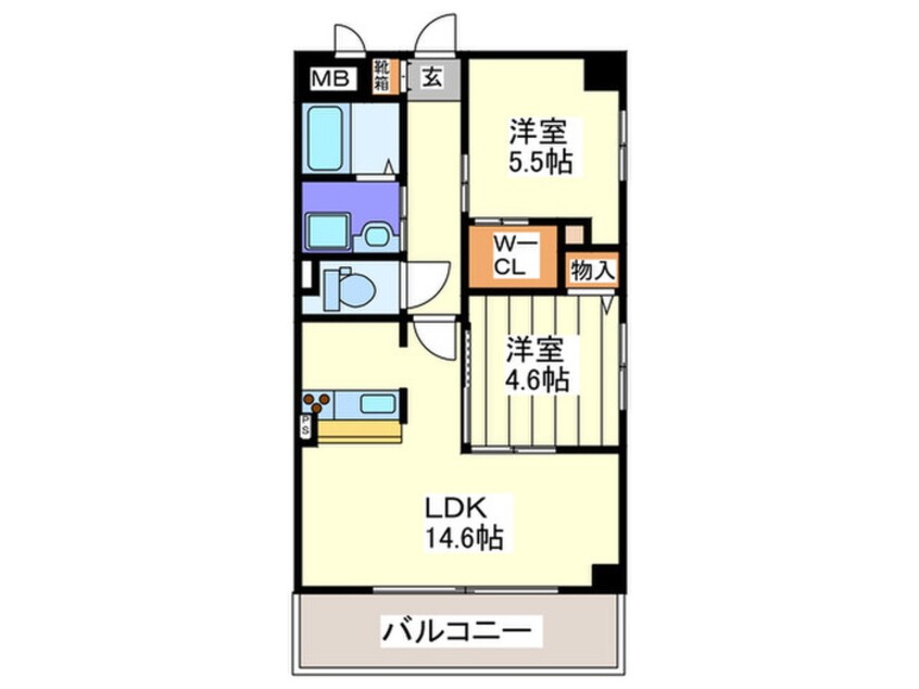 間取図 グランルージュ谷町六丁目