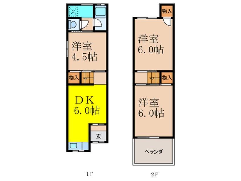 間取図 摂津市鶴野1丁目テラスハウス