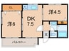 ハイツ室川Ⅰ 2DKの間取り