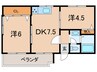 ハイツ室川Ⅰ 2DKの間取り